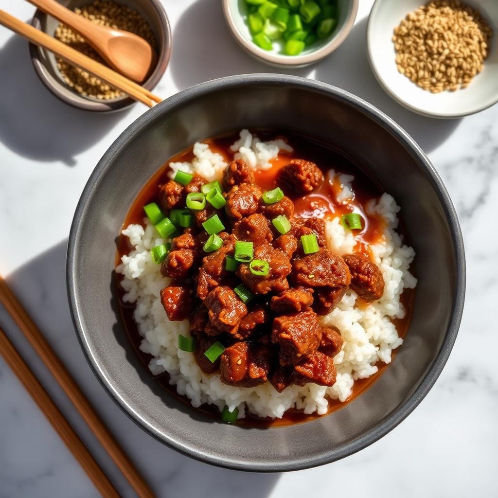 Korean-Inspired Beef Bowl, hearted